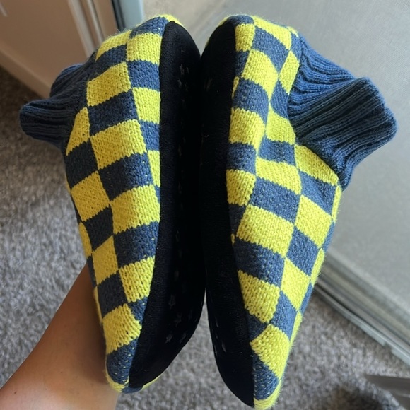 NWT Free People Sleepover Bootie Slippers, checker blue and yellow, size 8 - Picture 9 of 14